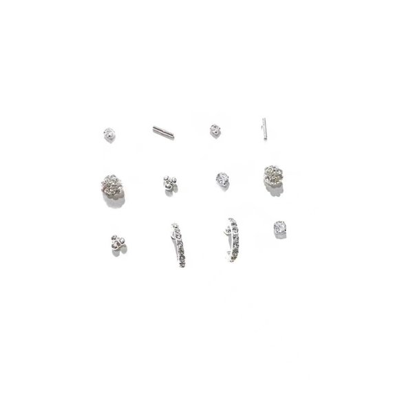 925 Sterling Silver Cute Studs Earings 6 Pairs Set - Picture 2 of 5